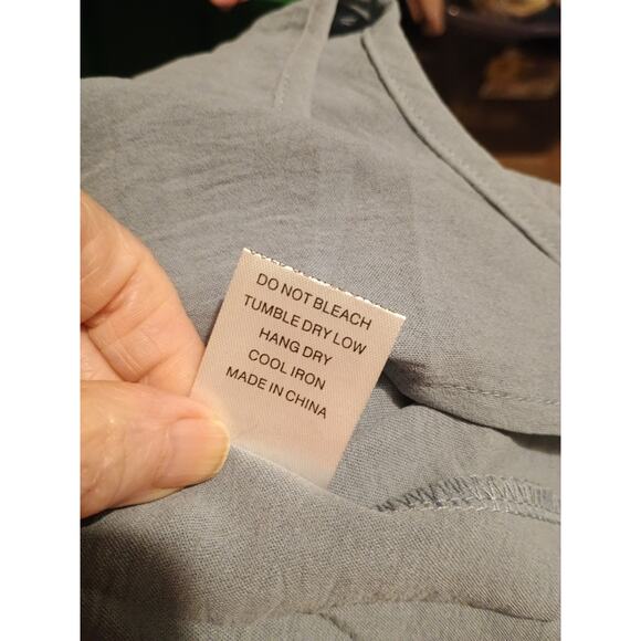 Auslook Women's Plus Blue Babydoll V-neck Crepe Short Sleeve Tunic Top Size 3X - Picture 4 of 10